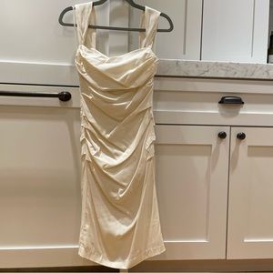 Off white ruched cocktail dress